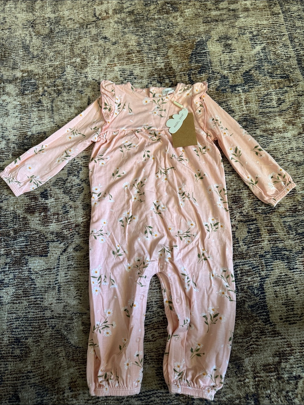 Angel Dear Pink Floral Long Sleeve Baby One-Piece